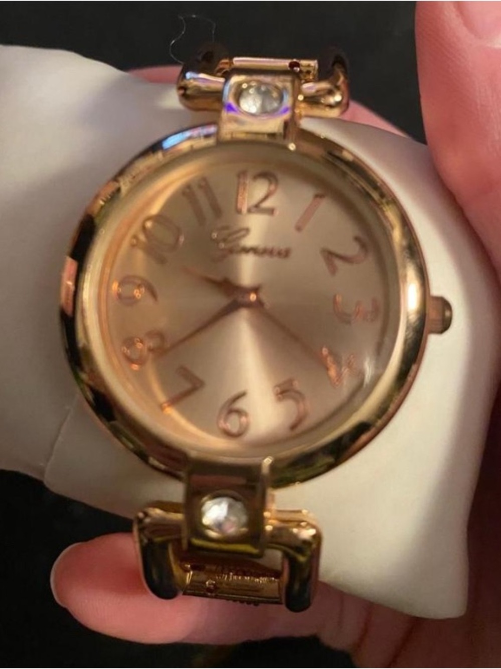 Geneva Women's Rose Gold Crystal Accent Bracelet Watch